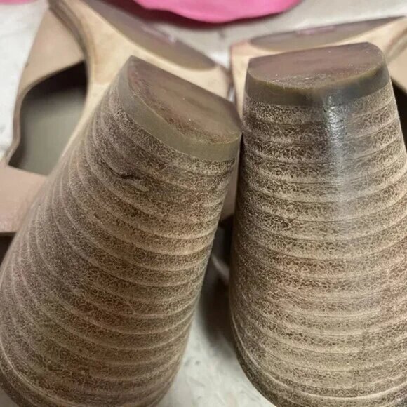 EILEEN‎ FISHER Glance Leather Peep Toe Slingback Heel Shoe Sandals - Picture 8 of 9